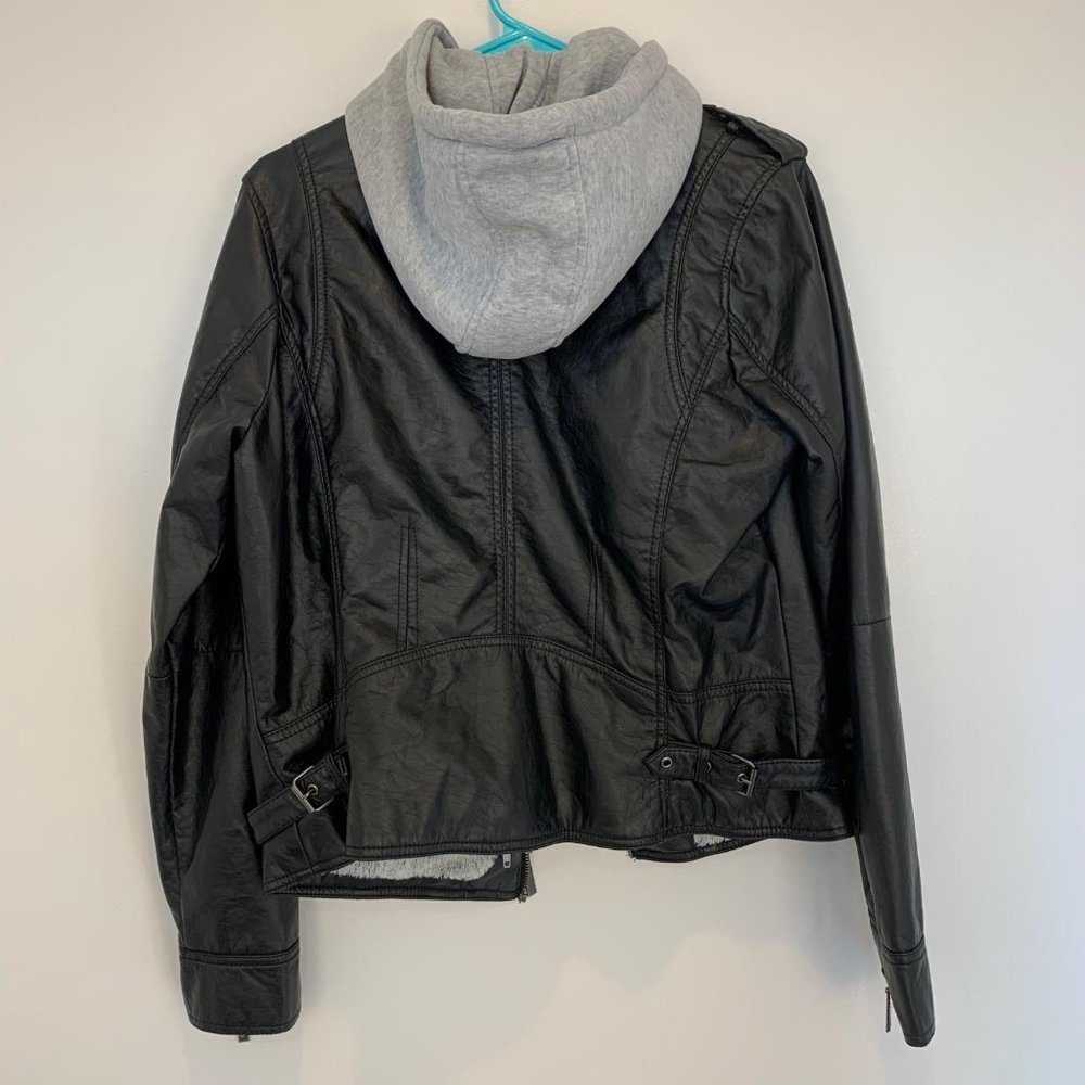 Jou Jou Juniors Hooded Faux-Leather Moto Jacket XL - Picture 8 of 10